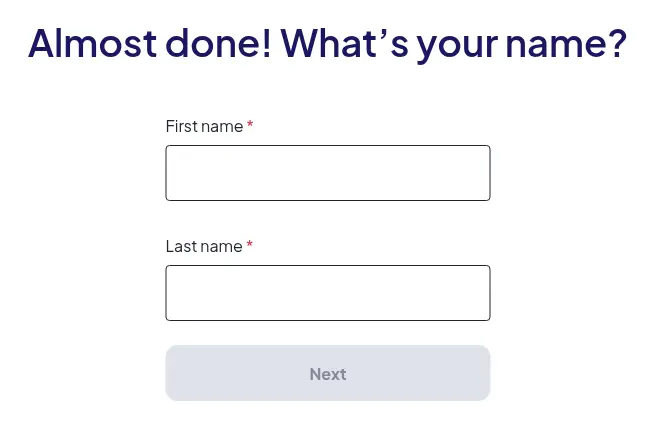 EnergySage multi-step form screen 13: asks for first and last name