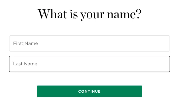 NerdWallet multi-step form screen 10: your first and last name