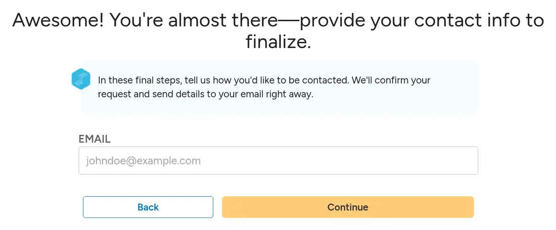 SuperMoney multi-step form screen 7: your email address