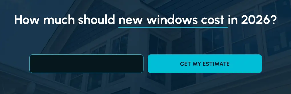 WindowsEstimate multi-step form screen 1: hero headline with a ZIP code field and a Get my estimate button