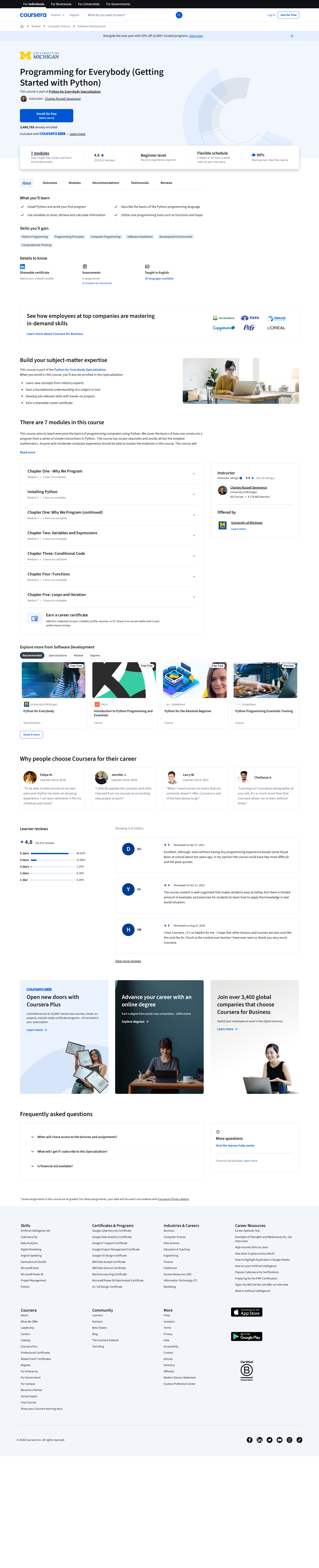 Programming for Everybody (Getting Started with Python)