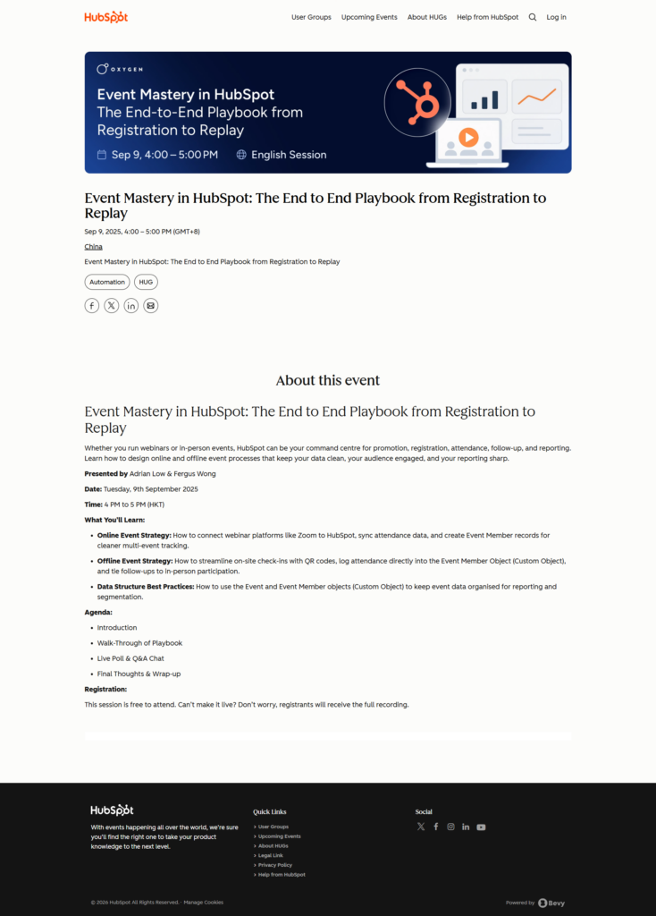 Event Mastery in HubSpot: The End to End Playbook from Registration to Replay