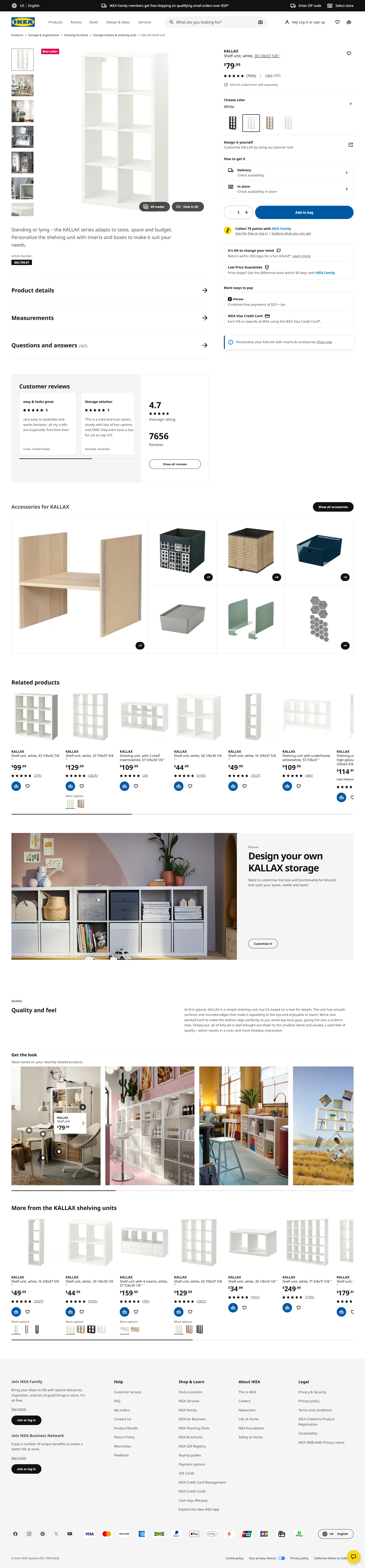 IKEA KALLAX Shelf Unit (White 80275887)IKEA KALLAX Shelf Unit (White 80275887)