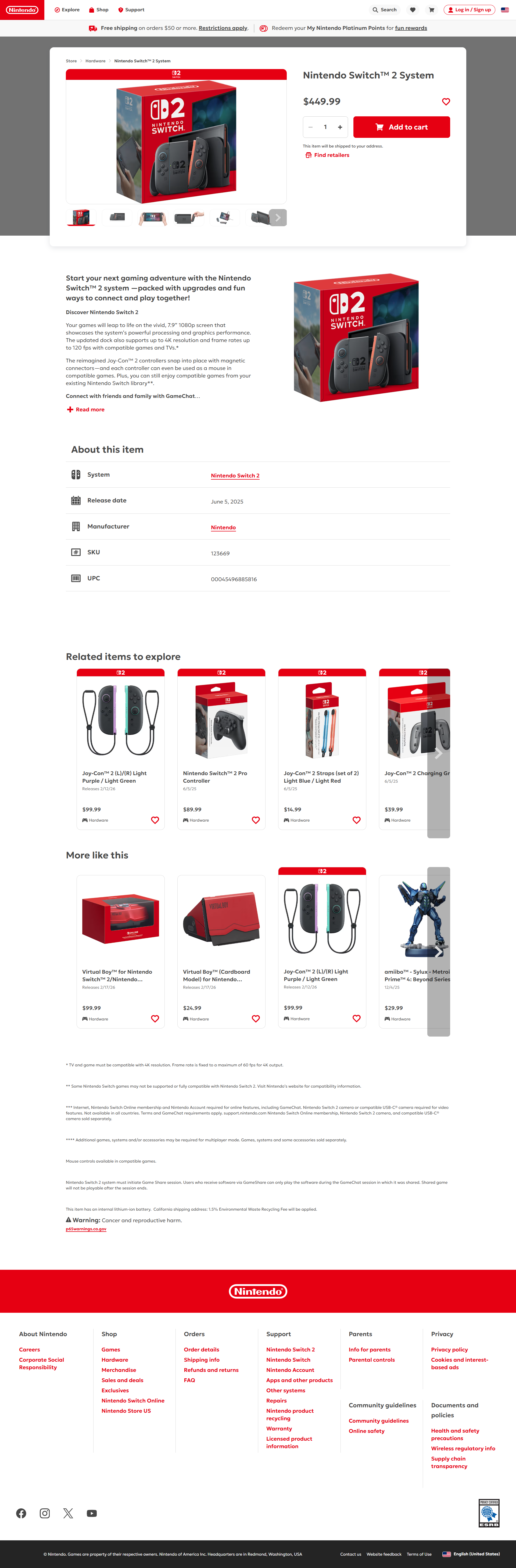 Nintendo Switch 2 System (123669)Nintendo Switch 2 System (123669)