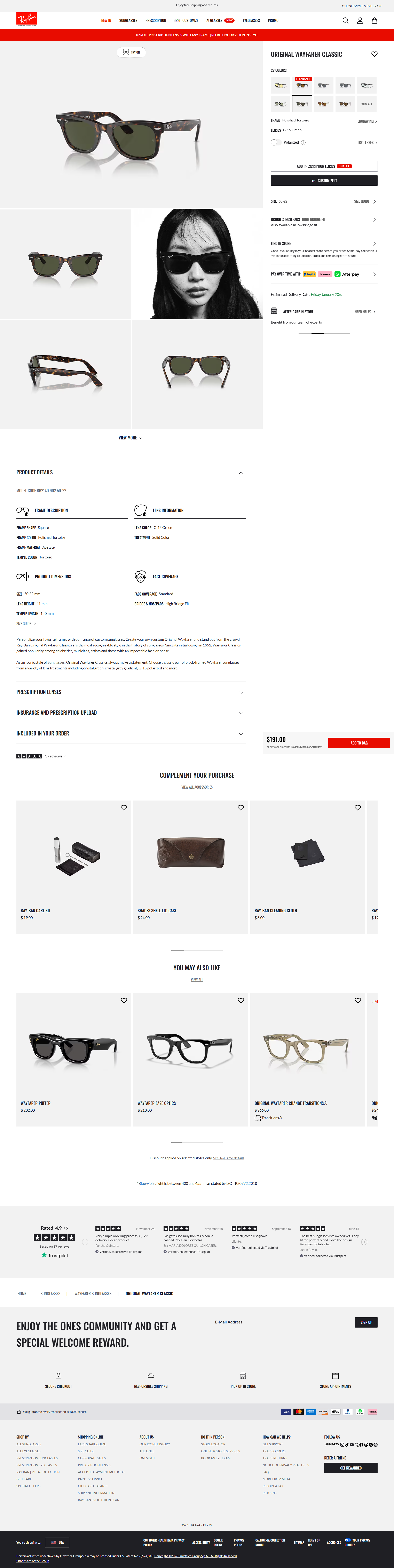 Ray Ban Original Wayfarer Classic (RB2140)Ray Ban Original Wayfarer Classic (RB2140)