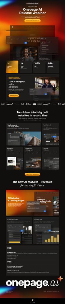 Onepage AI Release webinar